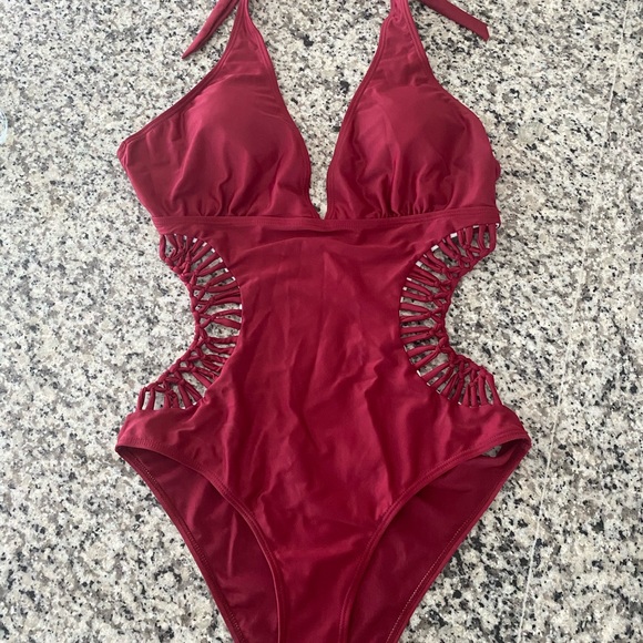 SHEIN Swim Shein Cutout Halter One Piece Size Xl Poshmark